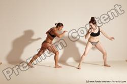 Underwear Martial art Woman - Woman White Moving poses Athletic medium brown Dynamic poses Academic